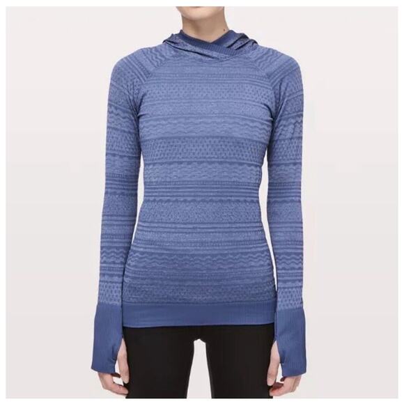 Lululemon Rest Less Hoodie Gatsby Blue Long Sleeve Athletic Pullover Top Size 4 - Picture 1 of 13